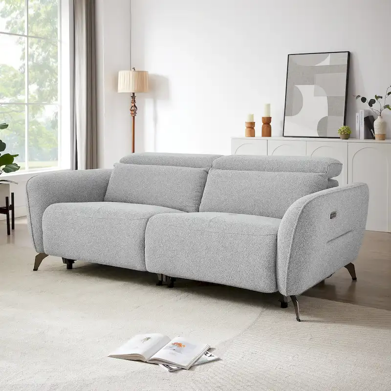 80 Wide Chenille Upholstered Power Reclining Sofa Set For Living Room