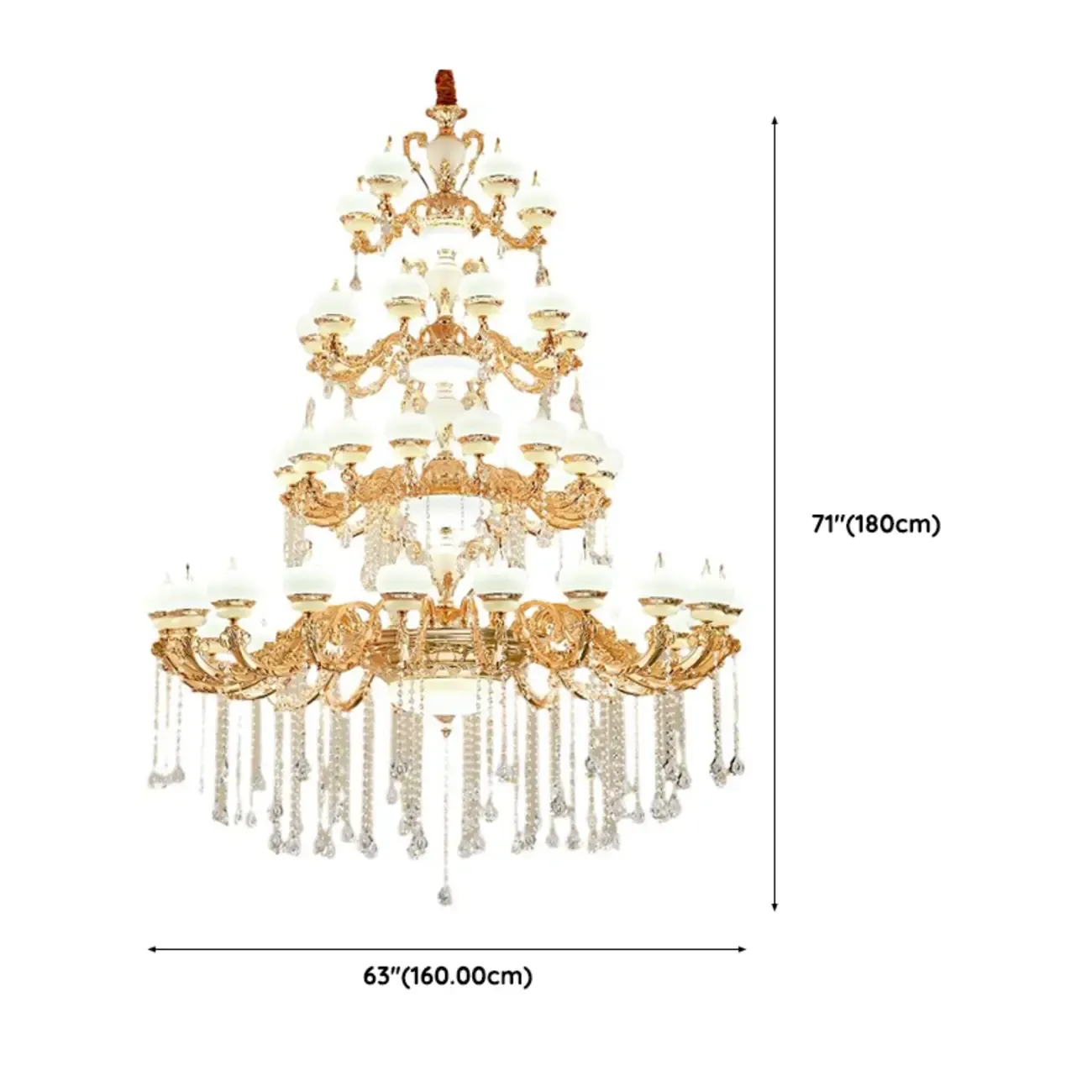 Large Gold Multi-Tier up Light Crystal Pendant Ceiling Chandelier