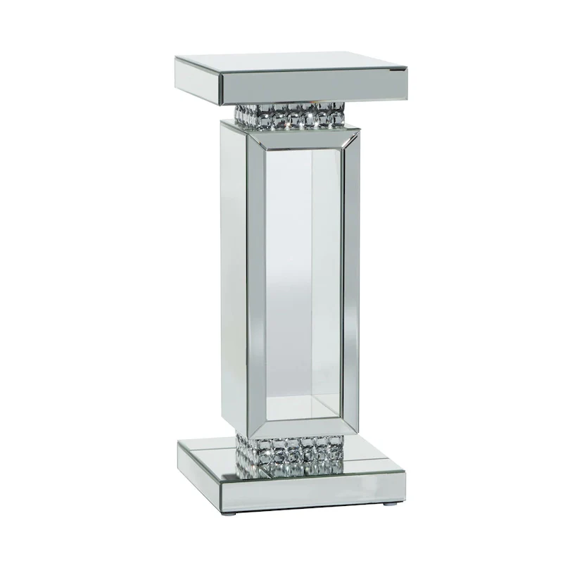 Glass Mirrored Pedestal Table - Silver - Roche River Decor - 12Wx12Lx28H