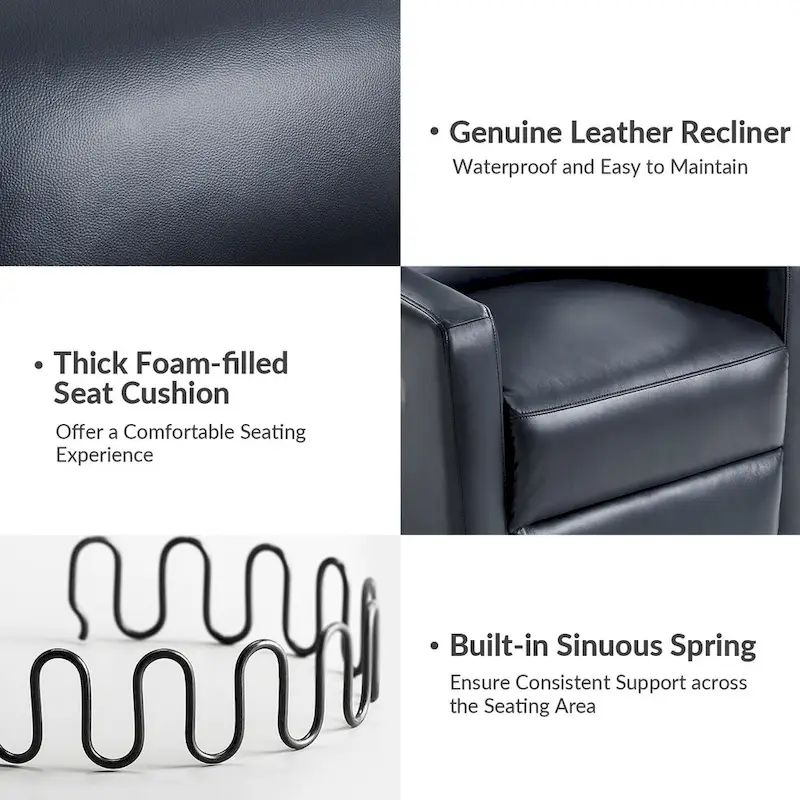 Josefa Modern Genuine Leather Swivel Rocker Recliner by Hulala Home