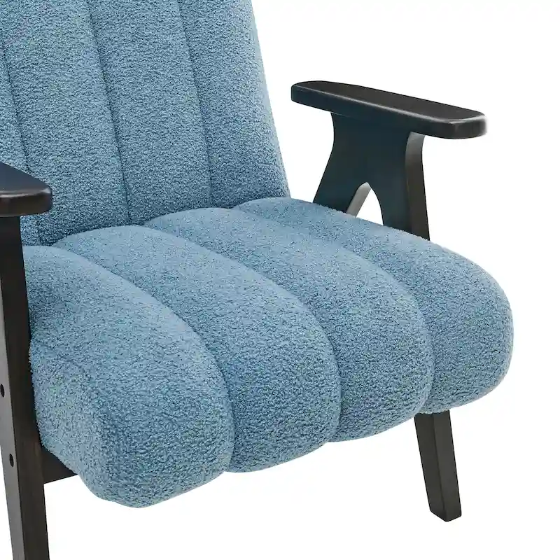 Roundhill Furniture Rella Modern Teddy Sherpa Fabric Accent Chair with Espresso Wood Frame