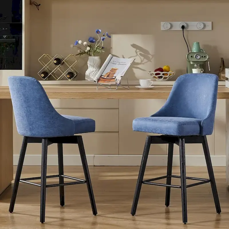 Swivel Bar Stools Set of 2, 30 Height Upholstered Barstools