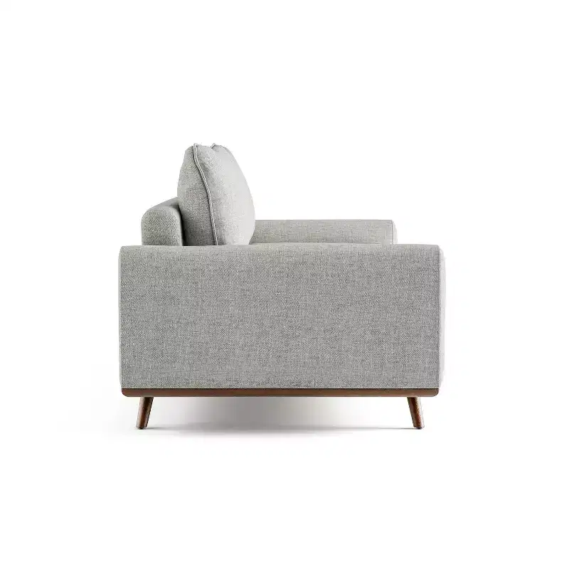 HOMES: Inside + Out Gubera 82" Mid-Century Sofa Cotton Linen Blend Upholstery with Feather Blend Cushions