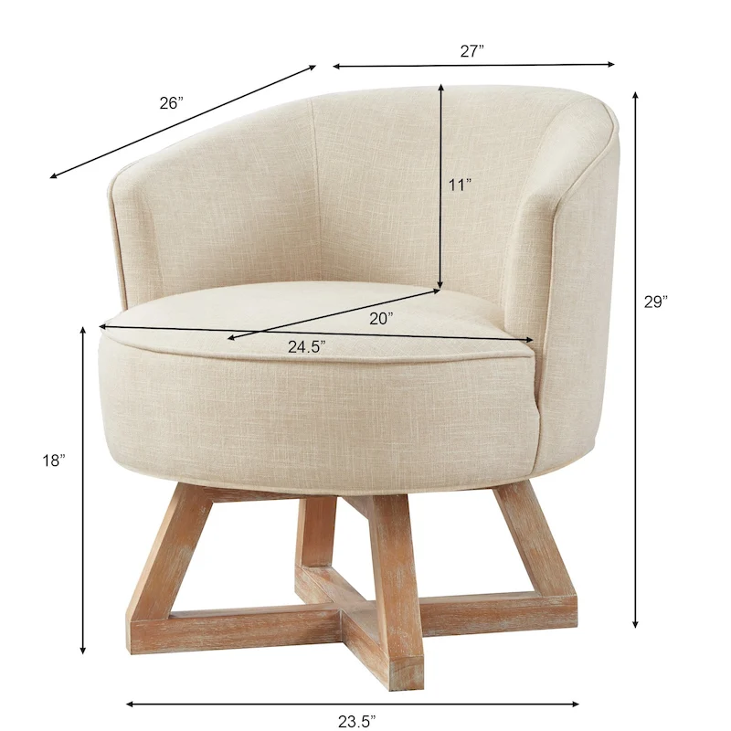 GDFStudio Swivel Accent Chair with Cross-shaped Wooden Base