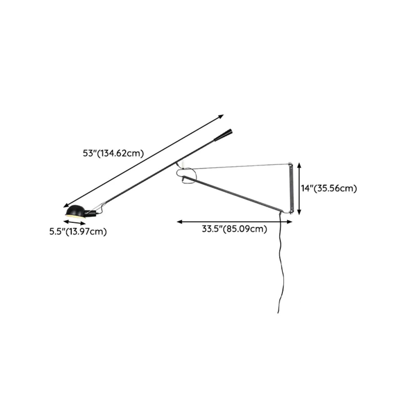 Geometric Metal Black Adjustable Swing Arm Wall Light