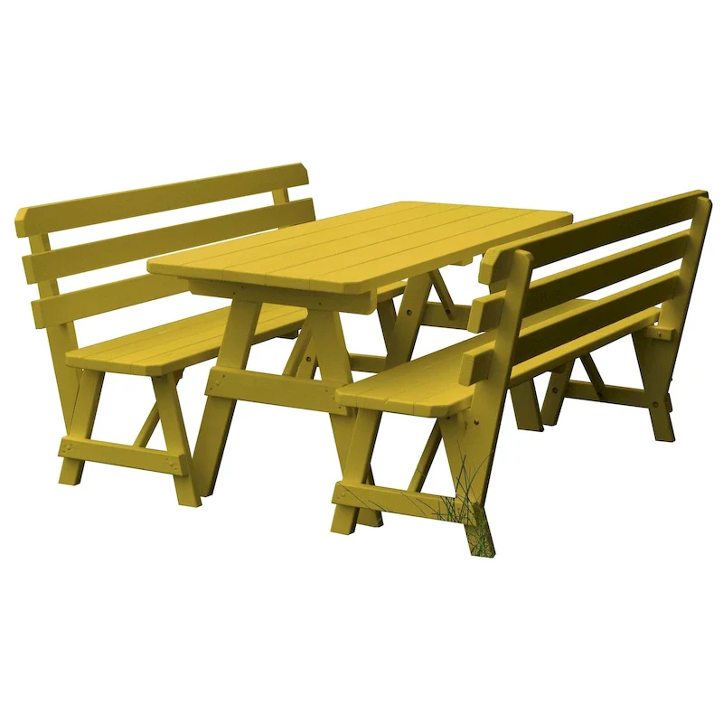 Pine 8' Picnic Table with 2 Backed Benches