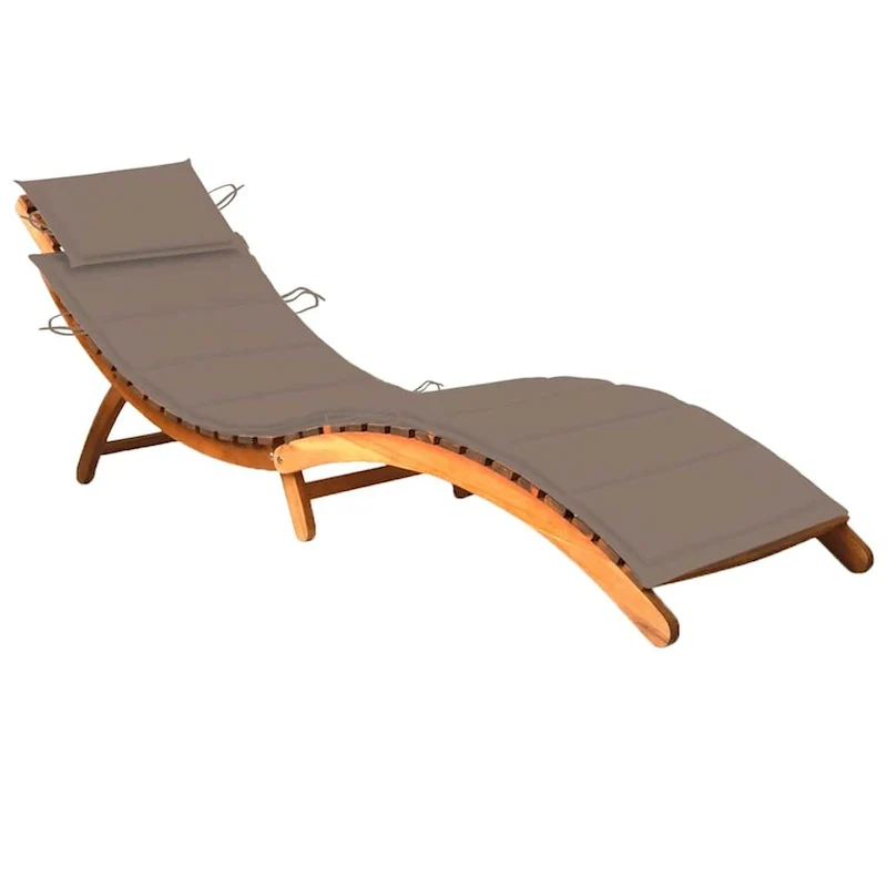 vidaXL Patio Sun Lounger with Cushion Solid Acacia Wood - 72.4 x 21.7 x 25.2