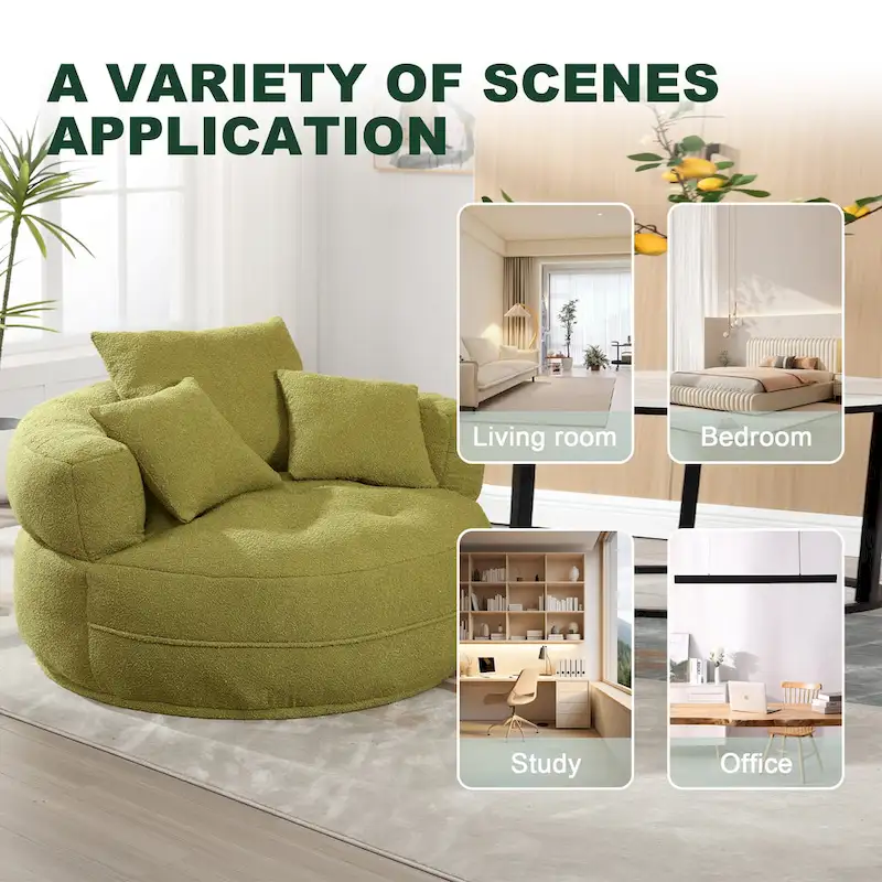 Circular wide living room fabric sofa, balcony homestay lazy sofa chair