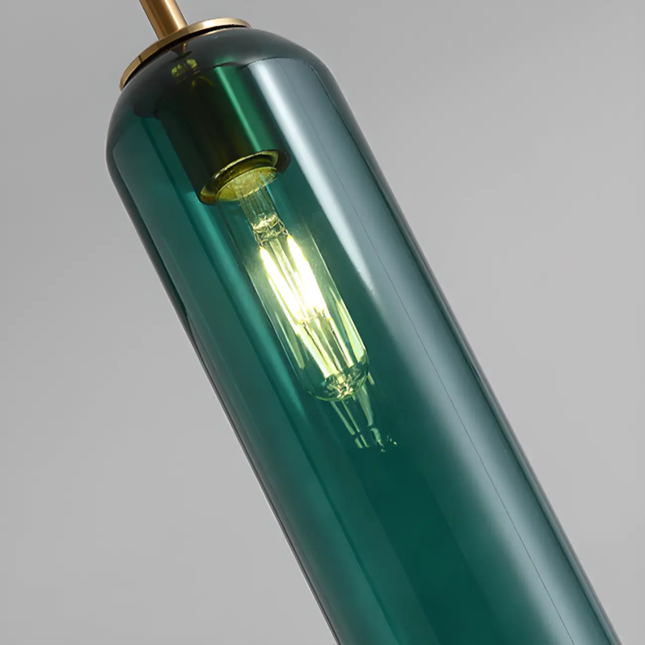 Modern Metal Green Glass Cylinder Pendant Light