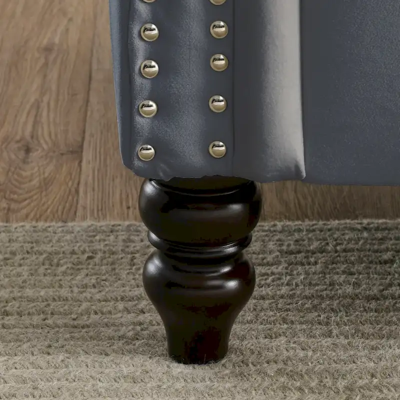 79 Chesterfield Sofa Grey Velvet for Living Room, 3 Seater Sofa Tufted Couch with Rolled Arms and Nailhead