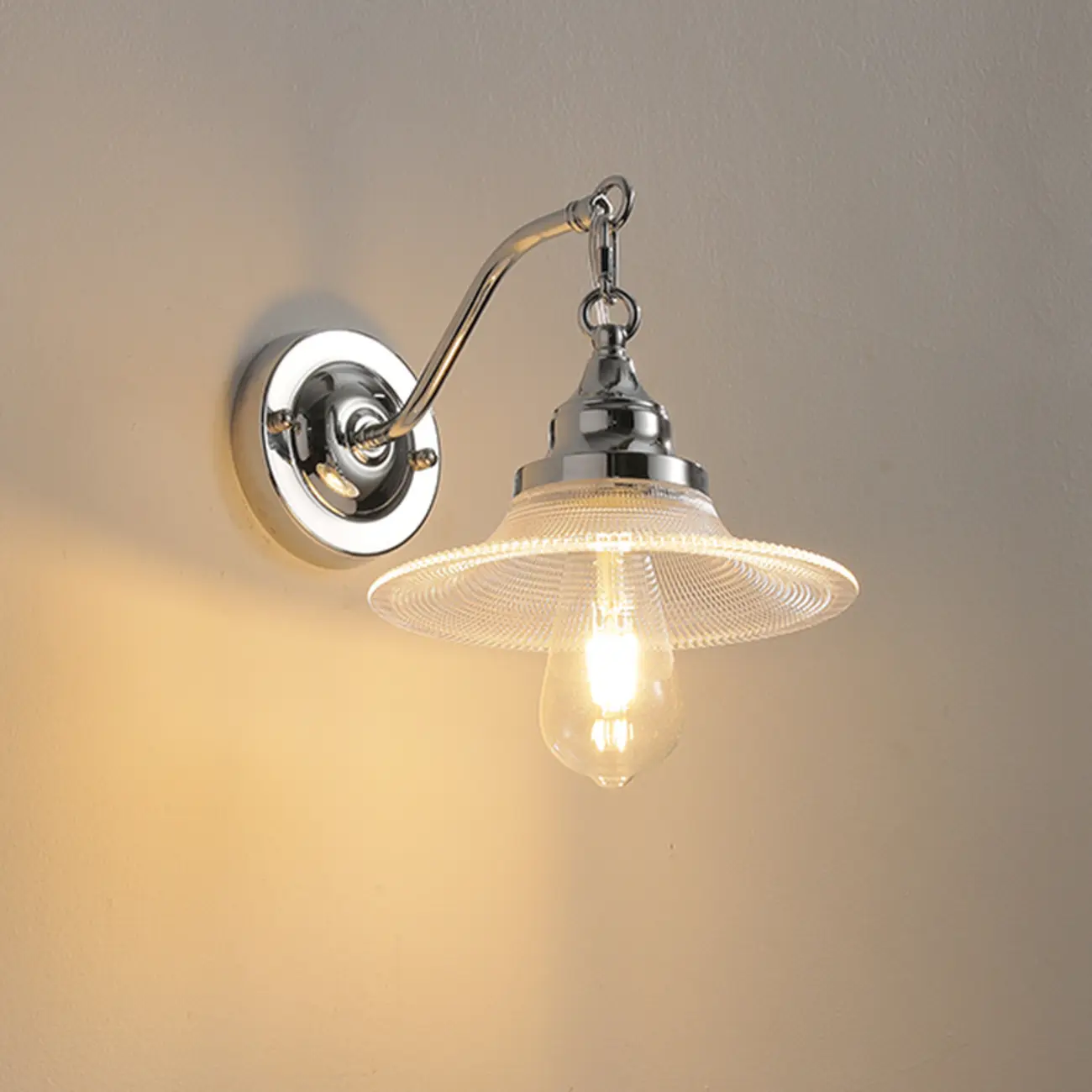 Modern Silver Clear Glass Shade Wall Sconce