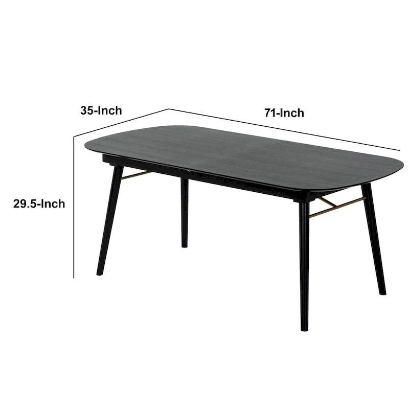 Obround Top Wooden Dining Table with Extendable Leaf, Charcoal Gray