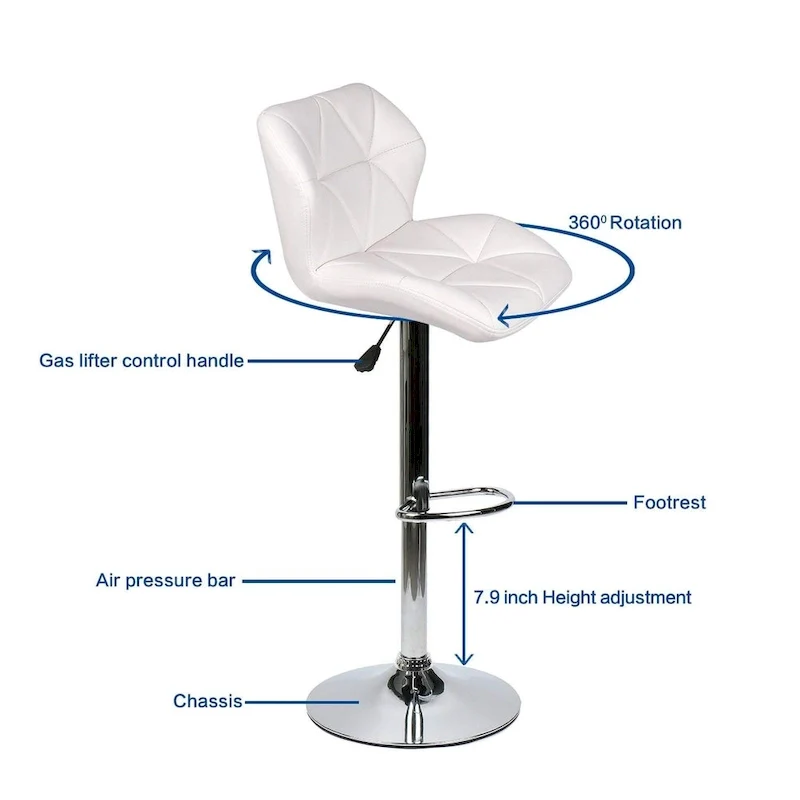 Modern Faux Leather Adjustable Swivel Bar Stools (Set of 2)