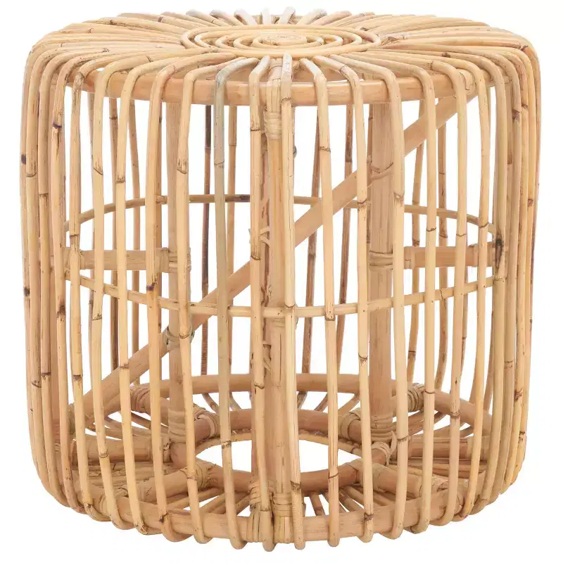 Round Rattan Accent Table, Black / Honey Natural, 1-Piece