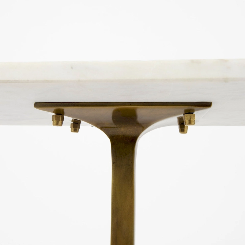 Preston White Marble Top w/Gold Metal Base Rectangular Accent Table - 17.3L x 11.3W x 22.8H