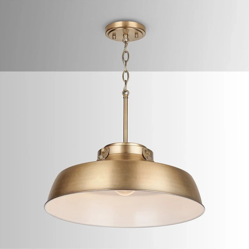 1-light Aged Brass Pendant Fixture - Aged Brass - Aged Brass