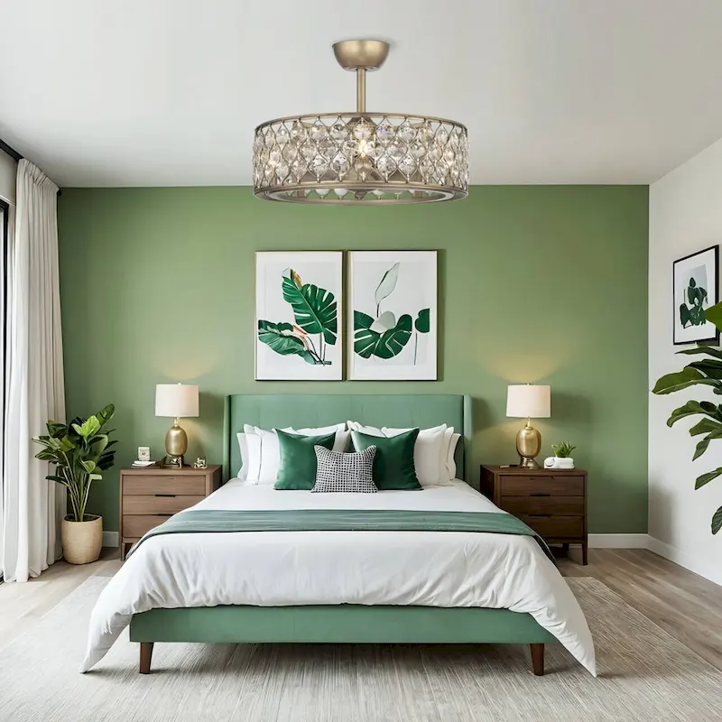 25  Rusted Silver 3-Blade Crystal Ceiling Fan Chandelier with Remote