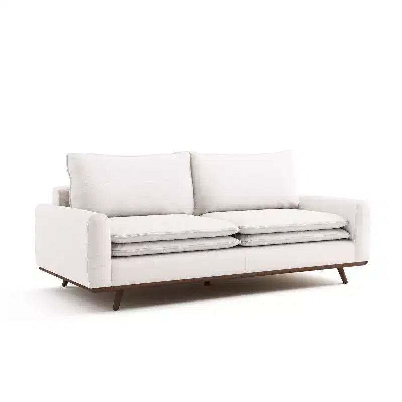 HOMES: Inside + Out Gubera 82" Mid-Century Sofa Cotton Linen Blend Upholstery with Feather Blend Cushions