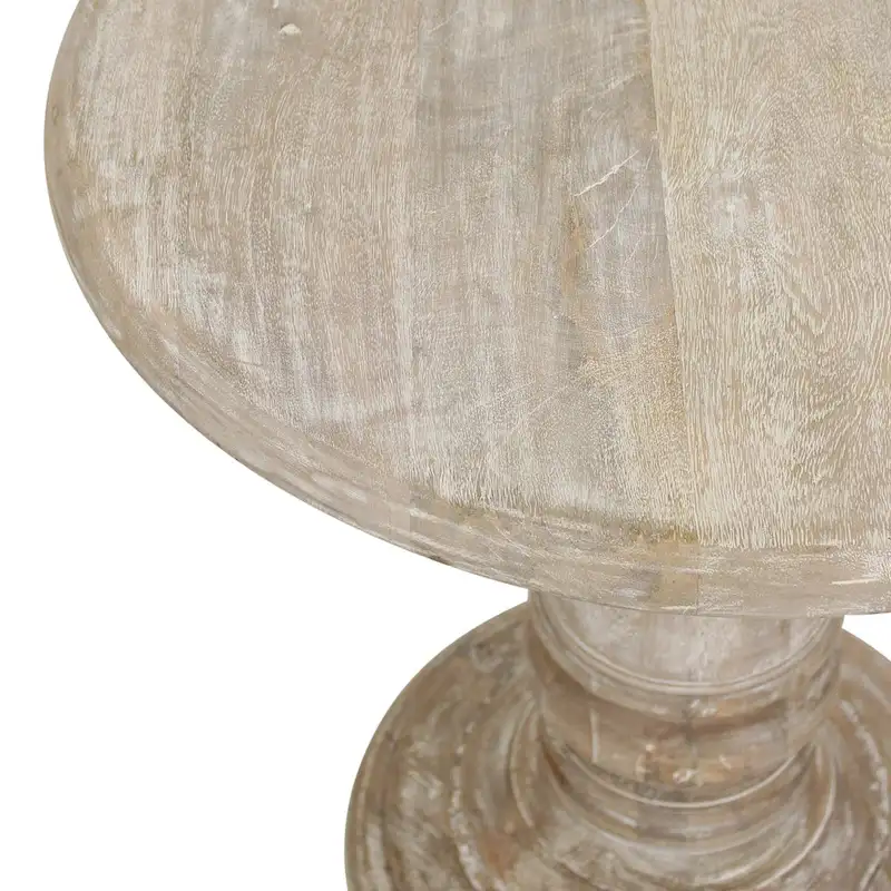 Kafe Natural Mango Wood Round Side Table by East at Main