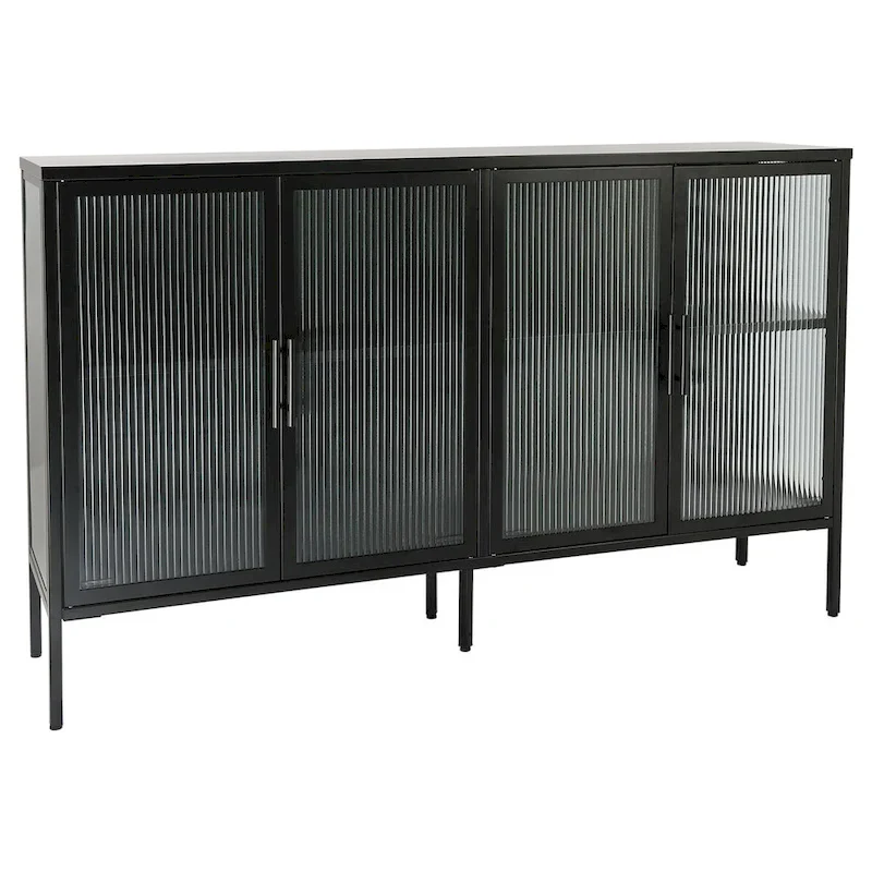Metal Tempered Glass Cabinet with Adjustable Shelf
