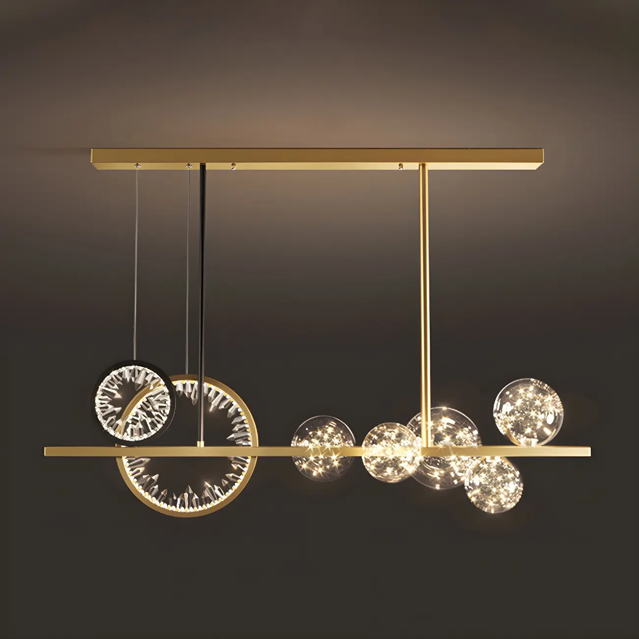 Geometric Gold Glass-Crystal Island Pendant Light