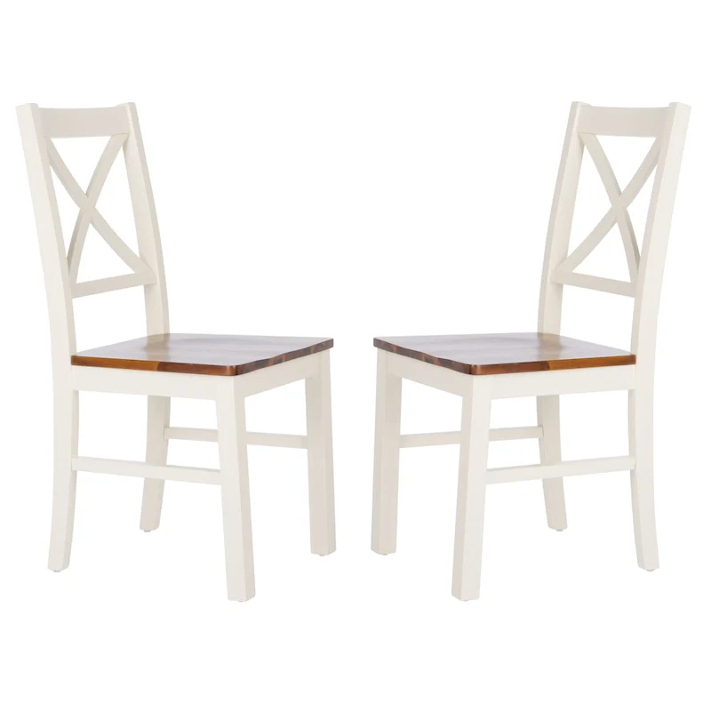 White/Natural Dining Chair - 17.5 W x 19.5 L x 37 H