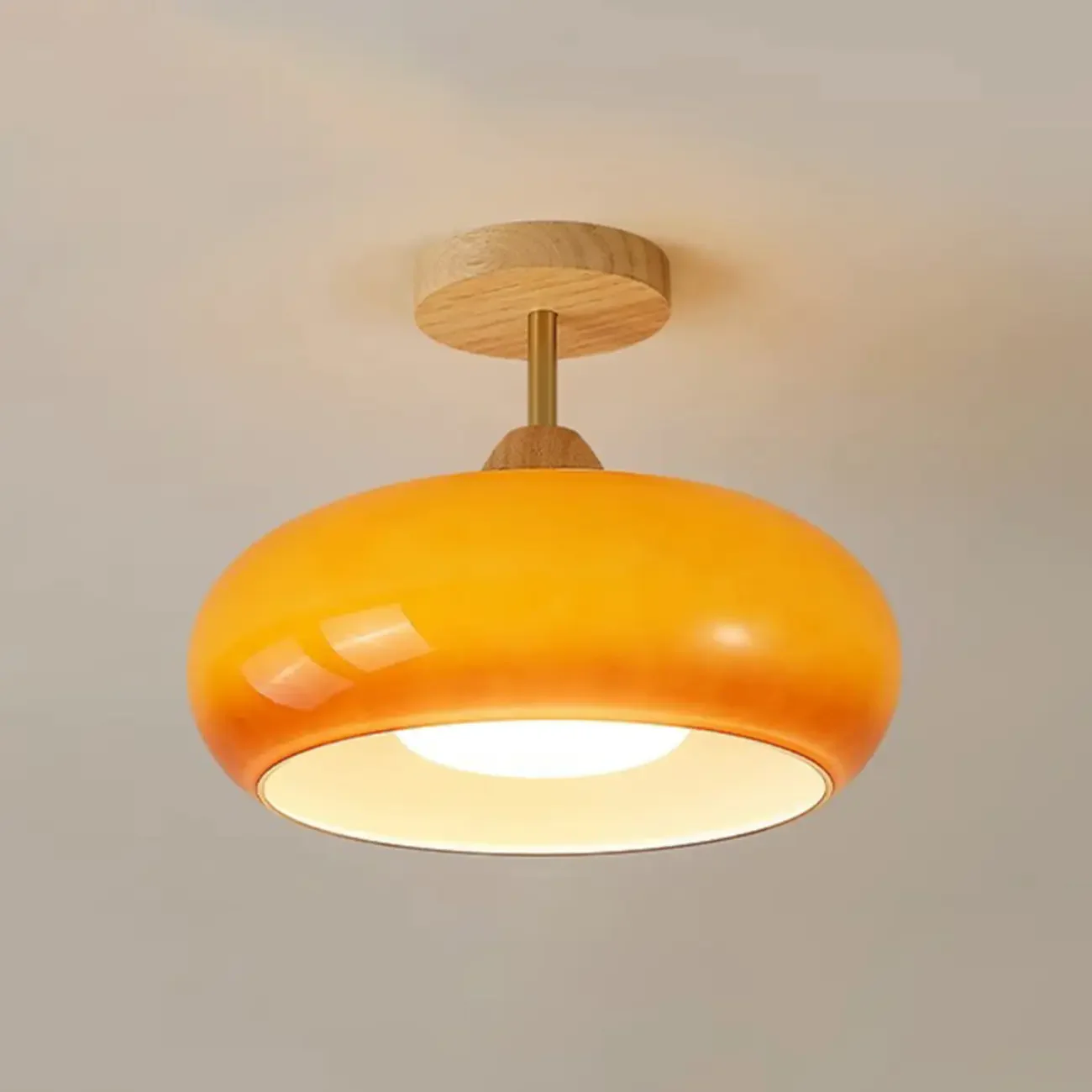 Modern Mini Semi Flush Mount Ceiling Light with Drum Shape