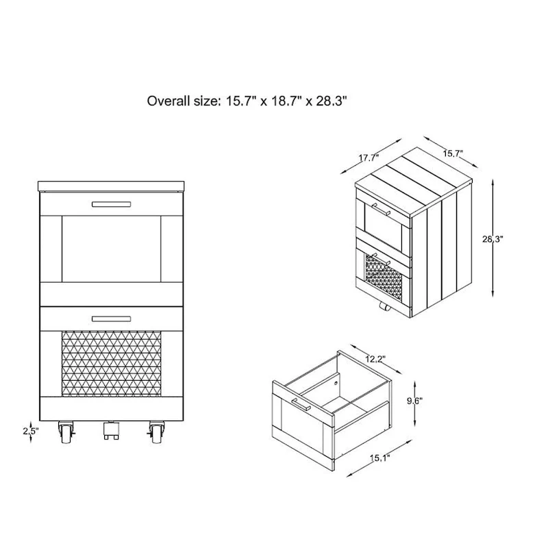 DH BASIC Rustic Grey 2-Drawer File Cabinet by Denhour