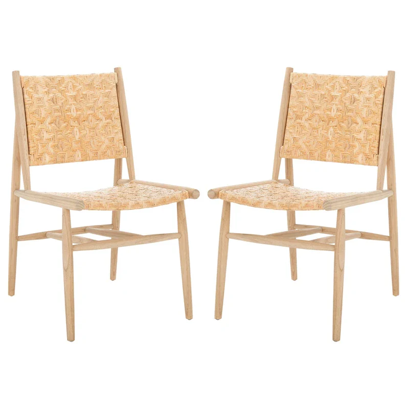 Nadine Coastal Rattan Dining Room Chair (Set of 2) - 24.8 x 19.6 L x 15.7 H - 25Wx20Dx35H