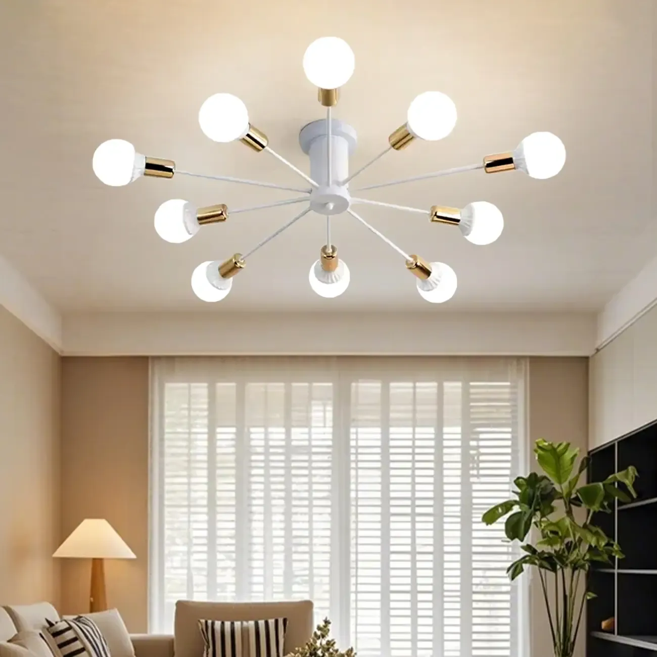 Modern Gold Sputnik Semi Flush Mount Ceiling Light