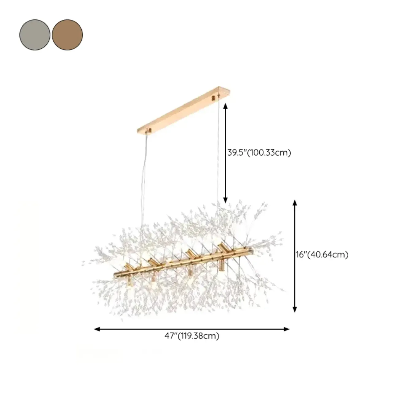 Golden Geometric Crystal Island Light Adjustable Hanging Length