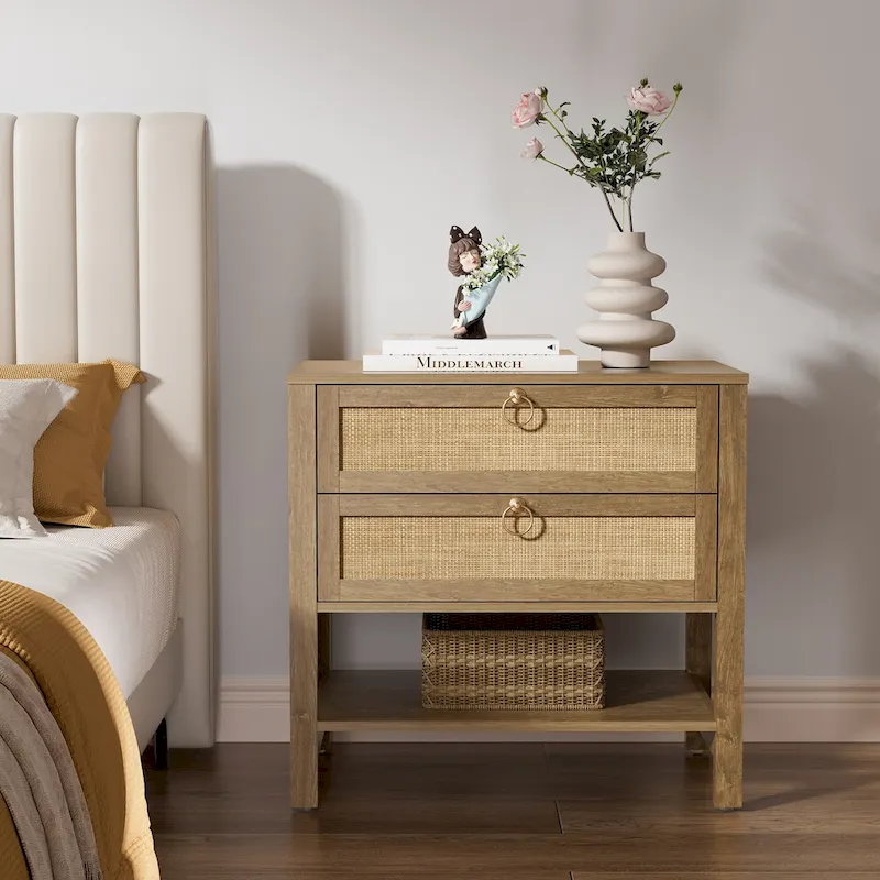 Two Bohemian Nightstands:Black,White,Cherry