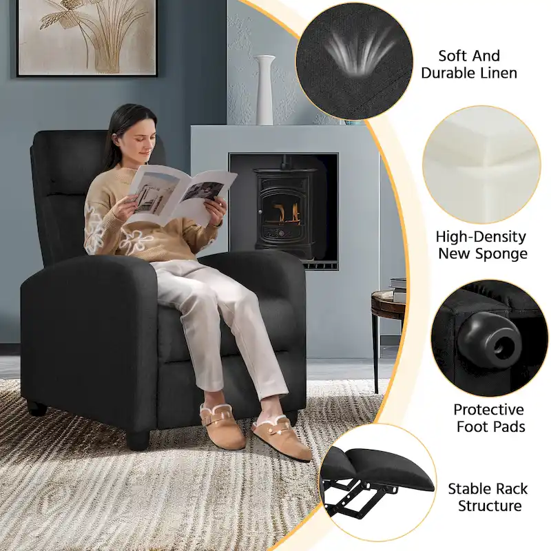 Yaheetech Modern Fabric Recliner Chair