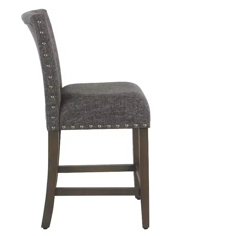 24 Upholstered Counter Height Barstool with Nailheads - HomePop