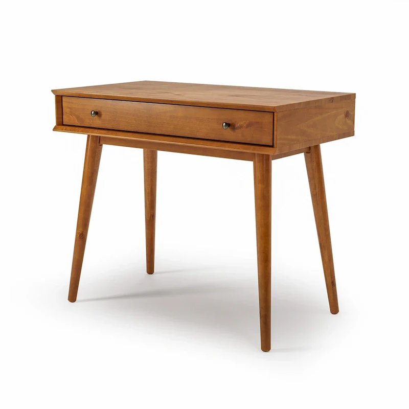 Mid-Century Solid Wood Desk with Drawer