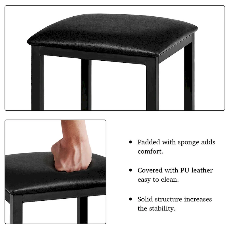 Costway 3 Piece Counter Height Dining Set Faux Marble Table 2 Chairs