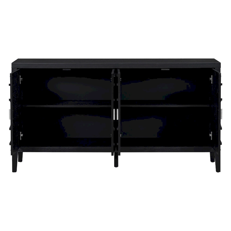 Retro Sideboard with Circular Groove Design Metal Handle