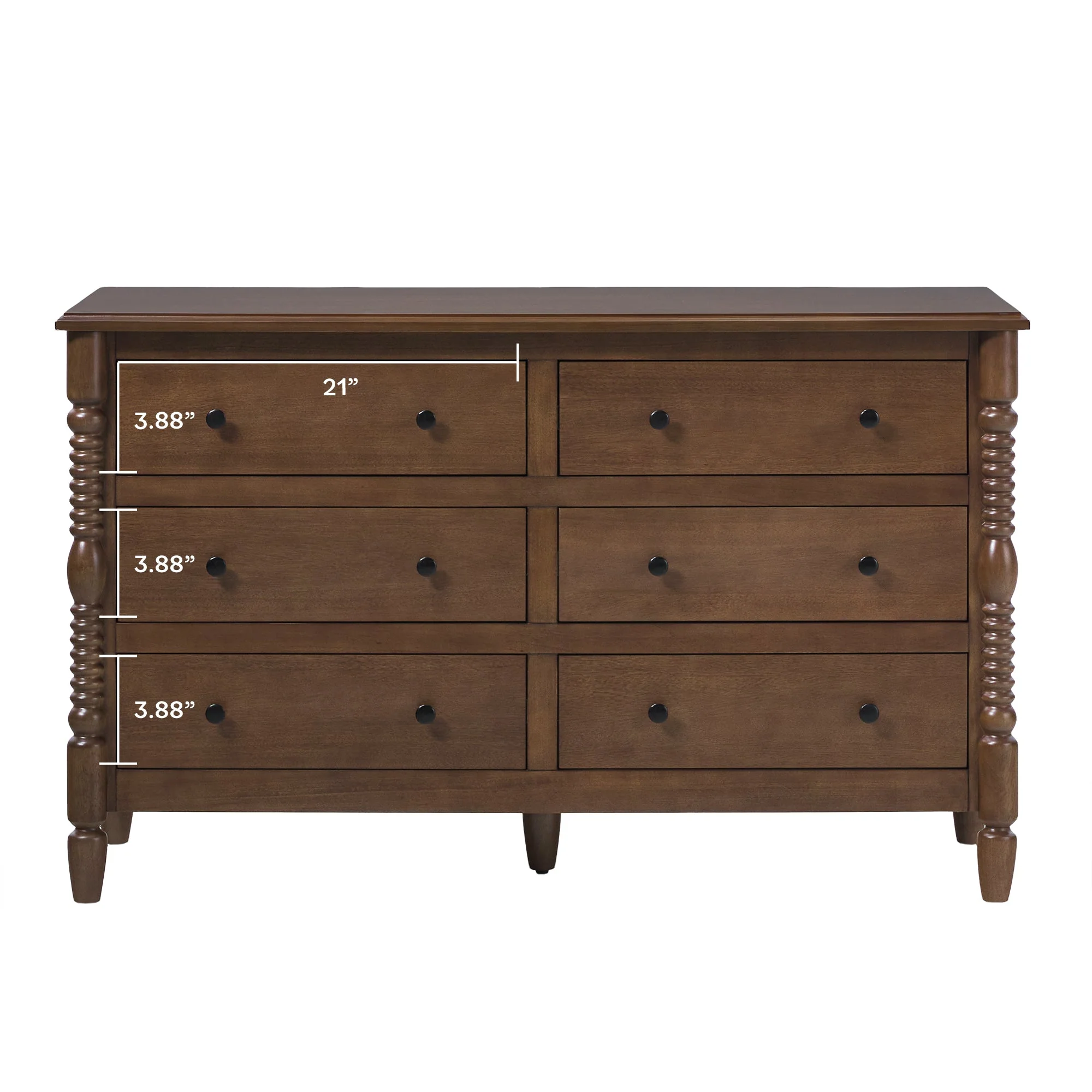 Traditional Vivienne 6-Drawer Easy Assembly Solid Wood Dresser
