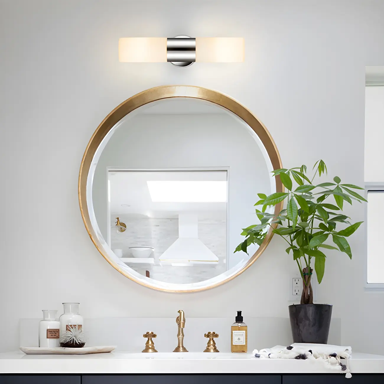 Modern Cylinder Glass Silver Dual Bathroom Vanity Light