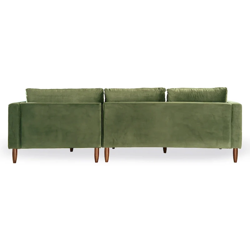 Diana Mid-Century Modern L-Shaped Pillow Back Velvet Sectional Sofa