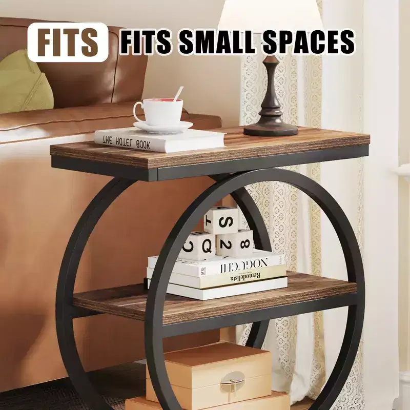 MAYEERTY 2-Pack Rustic Side Table Open Shelf Waterproof Anti-Slip Stable Design