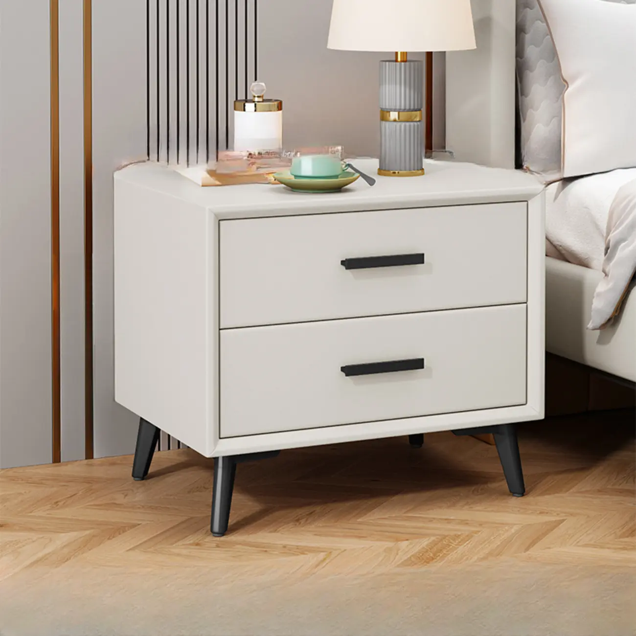 Modern Timber Off-White 2-Drawer Nightstand