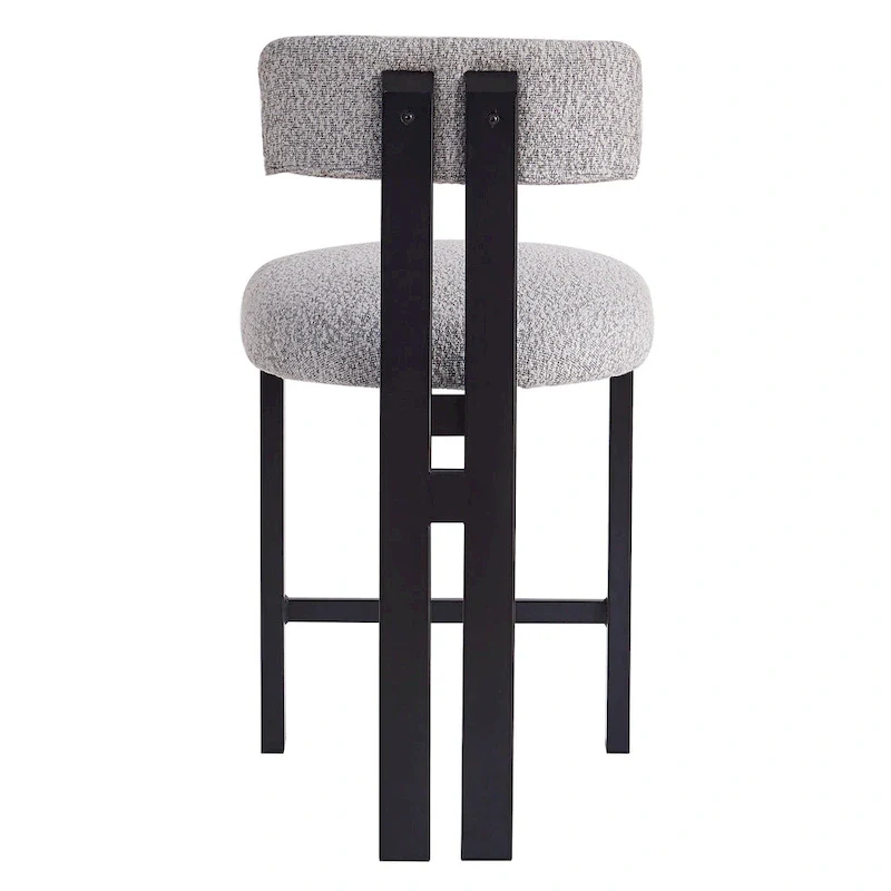 Roomfitters 26.5  Round Upholstered Counter Stools, Set of 2 Low Back Bar Chairs with Black Metal Frame