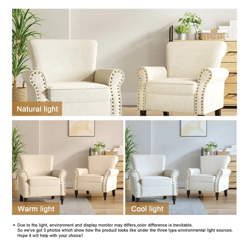 Living Room Armchair with Nailhead Trim - 29.9W x 29.9H x 32.9D