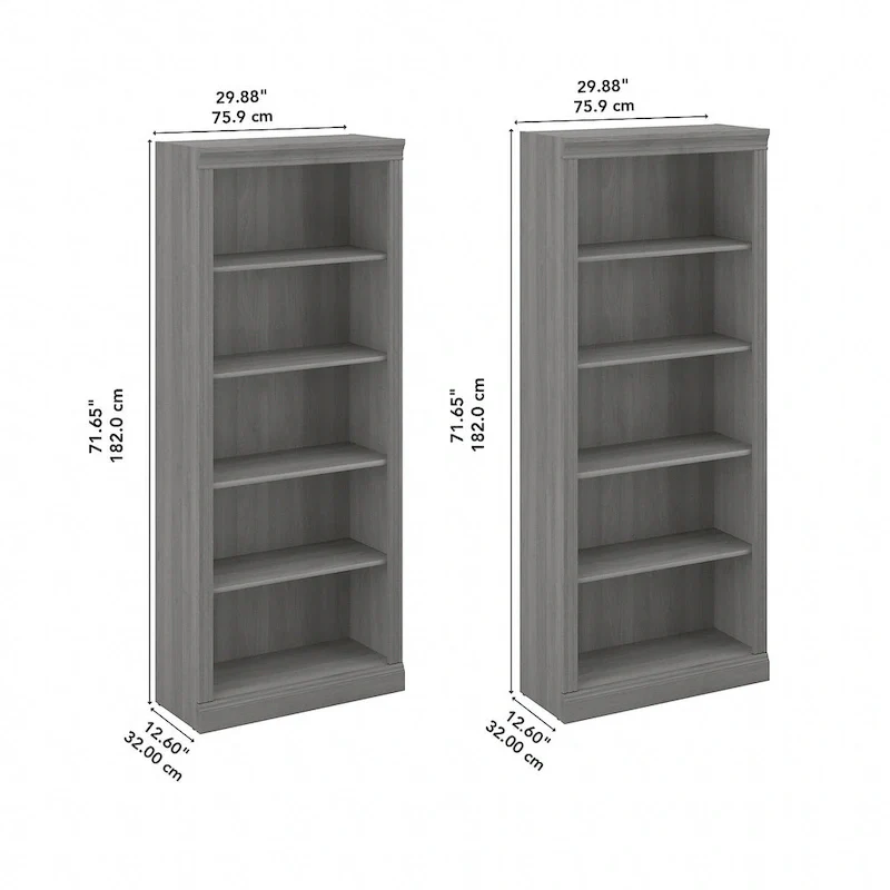 Saratoga Tall 5 Shelf Bookcase - Set of 2 by Bush Furniture