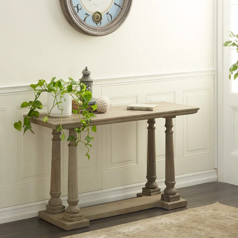 Wooden Console Table with Distressed Accents - Light Brown - Roche River Decor - 18  Wx52  Lx30  H