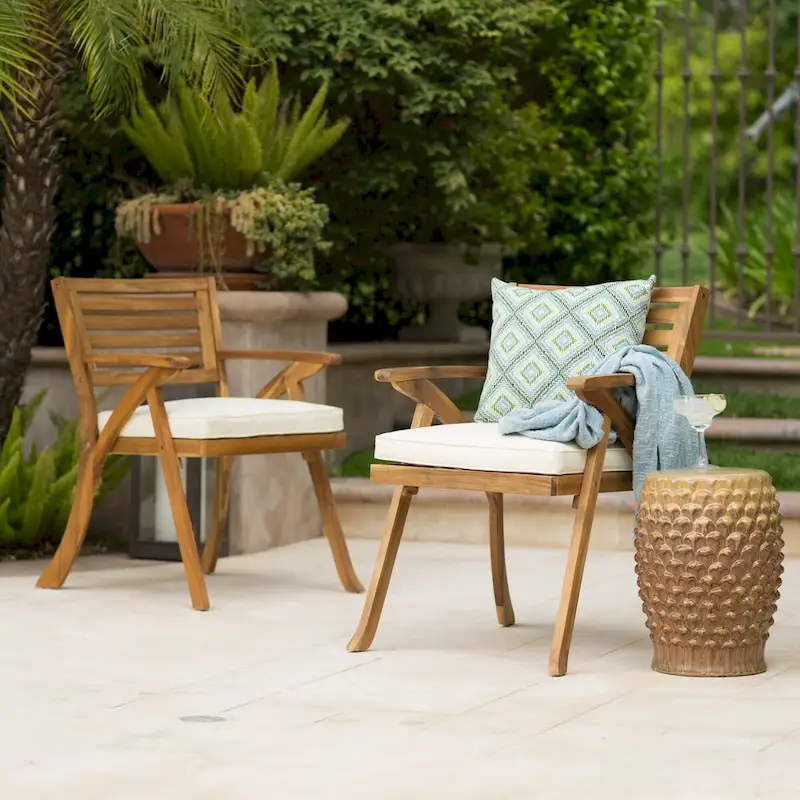 Wood Dining Chair Set of 2 Outdoor Chair - as picture