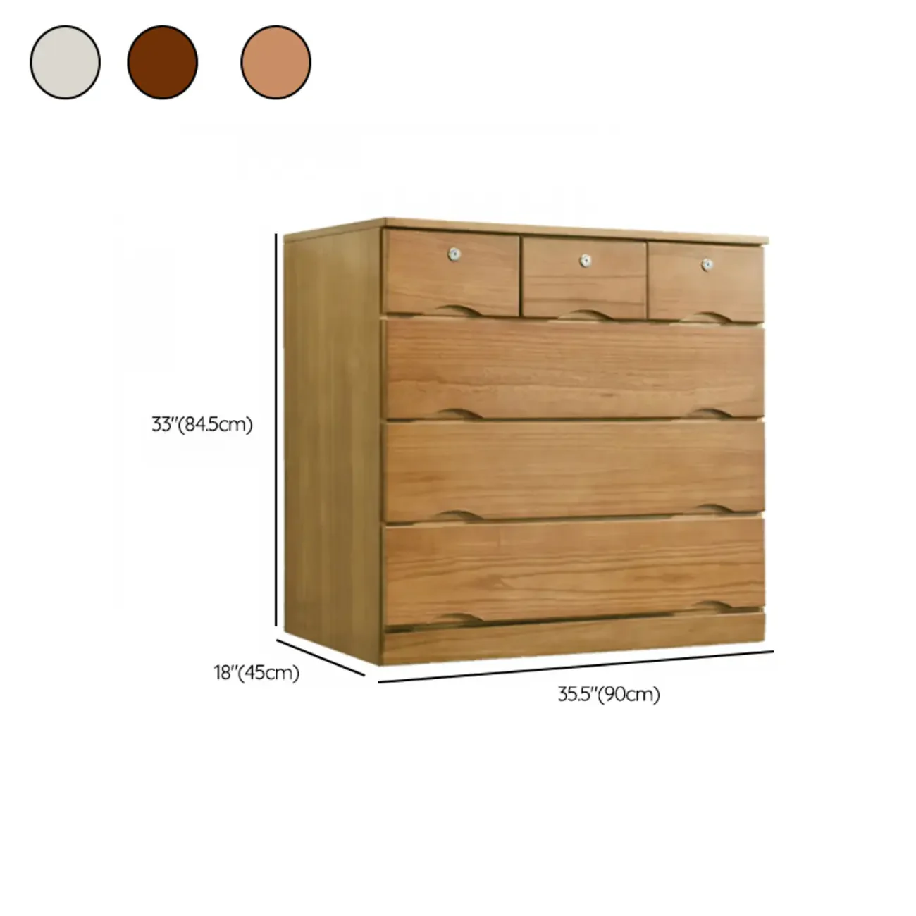 Natural Wood Double Dresser with Lockable Drawer