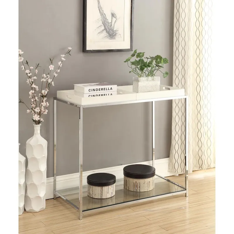 Convenience Concepts Palm Beach Console Table with Shelf and Removable Trays