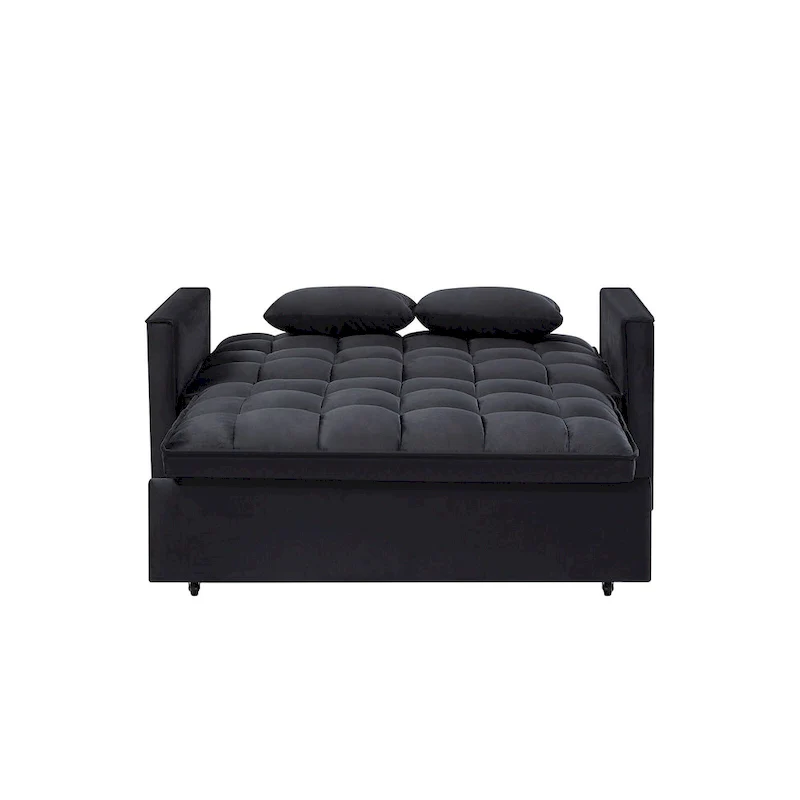 Modern Convertible Futon Sofa Bed,Adjustable Backrest,Armrest Holders